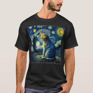 Sterrennacht Cat Van Gogh Cat Cat Lover Cat mam Ca T-shirt