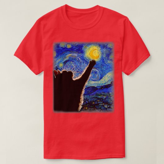 Sterrennacht Cat Van Gogh Cat Cat Lover Cat mam Ca T-shirt (Design voorkant)