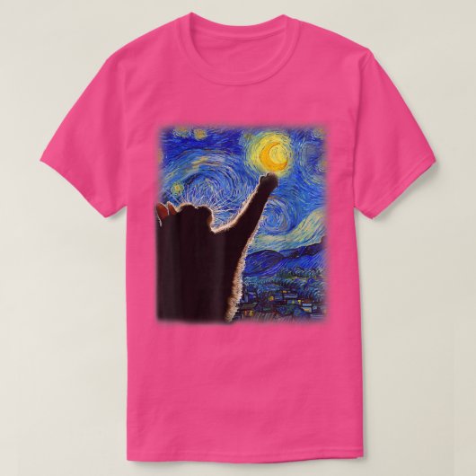 Sterrennacht Cat, Van Gogh Cat, Crescent Moon, Cat T-shirt (Design voorkant)