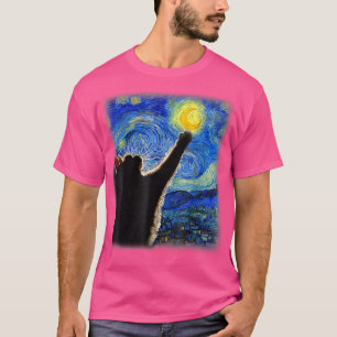 Sterrennacht Cat, Van Gogh Cat, Crescent Moon, Cat T-shirt