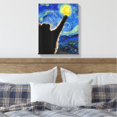 Sterrennacht Cat, Van Gogh Cat Lover Cat Dad T Canvas Afdruk (Insitu (Slaapkamer))