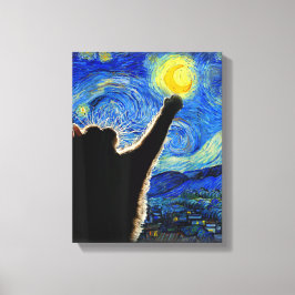 Sterrennacht Cat, Van Gogh Cat Lover Cat Dad T Canvas Afdruk