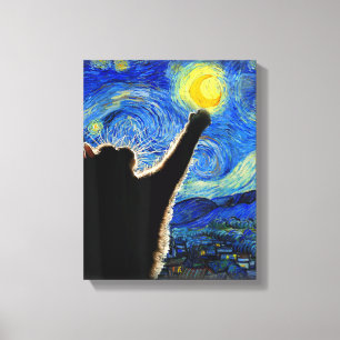 Sterrennacht Cat, Van Gogh Cat Lover Cat Dad T Canvas Afdruk