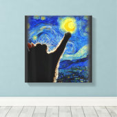 Sterrennacht Cat, Van Gogh Cat Lover Cat Dad T Canvas Afdruk (Insitu (Houten vloer))