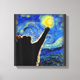 Sterrennacht Cat, Van Gogh Cat Lover Cat Dad T Canvas Afdruk