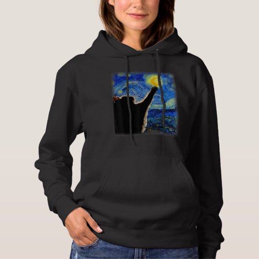 Sterrennacht Cat, Van Gogh Cat Lover Cat Dad T Hoodie (Voorkant)