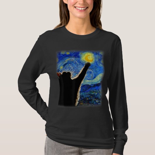 Sterrennacht Cat, Van Gogh Cat Lover Cat Dad T T-shirt (Voorkant)
