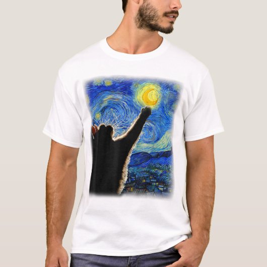 Sterrennacht Cat, Van Gogh Cat Lover Cat Dad T T-shirt (Voorkant)