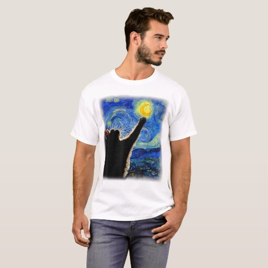 Sterrennacht Cat, Van Gogh Cat Lover Cat Dad T T-shirt (Voorkant volledig)