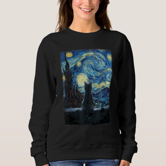 Sterrennacht Cat, Van Gogh Cat Lovers Cadeaus Cat  Trui (Voorkant)