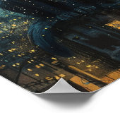 Sterrennacht Cats: Kosmische stad dakkunst Poster (Hoek)