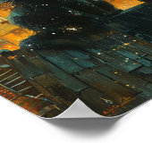 Sterrennacht Cats: Kosmische stad dakkunst Poster (Hoek)