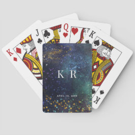 Sterrennacht Celestial Galaxy Monogram Huwelijk Pokerkaarten