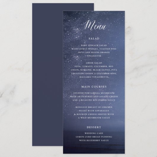 Sterrennacht Celestial Galaxy Stars Bruiloft Menu Kaart (Voorkant / Achterkant)