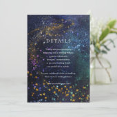 Sterrennacht Celestial Galaxy Wedding Details Card Kaart (Staand voorkant)