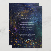Sterrennacht Celestial Galaxy Wedding Details Card Kaart (Voorkant / Achterkant)