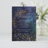Sterrennacht Celestial Galaxy Wedding Details Card RSVP Kaartje (Staand voorkant)