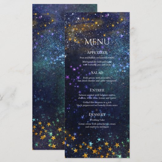 Sterrennacht Celestial Galaxy Wedding Menu (Voorkant / Achterkant)