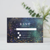 Sterrennacht Celestial Galaxy Wedding RSVP-kaart RSVP Kaartje (Staand voorkant)