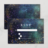 Sterrennacht Celestial Galaxy Wedding RSVP-kaart RSVP Kaartje (Voorkant / Achterkant)