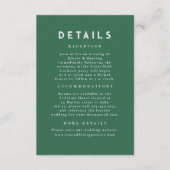 Sterrennacht Celestial Groen Goud Bruiloft Details Informatiekaartje (Voorkant)