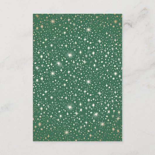 Sterrennacht Celestial Groen Goud Bruiloft Details Informatiekaartje (Achterkant)