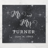 Sterrennacht Celestial Mr en Mrs Wedding Sparkling Wijnetiket (Enkel label)