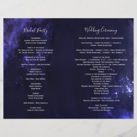 Sterrennacht Celestial Night Sky Wedding Programs (Achterkant)