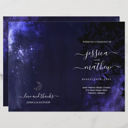 Sterrennacht Celestial Night Sky Wedding Programs (Voorkant / Achterkant)