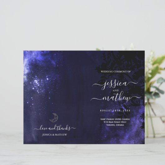 Sterrennacht Celestial Night Sky Wedding Programs (Staand voorkant)