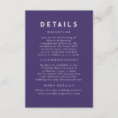 Sterrennacht Celestial Paarse bruiloft Details Informatiekaartje (Voorkant)