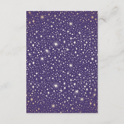Sterrennacht Celestial Paarse bruiloft Details Informatiekaartje (Achterkant)