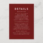 Sterrennacht Celestial Rood Goud Bruiloft Details Informatiekaartje (Voorkant)