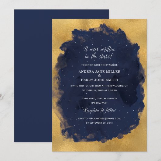 Sterrennacht Celestial Star Huwelijksuitnodiging Kaart (Voorkant / Achterkant)