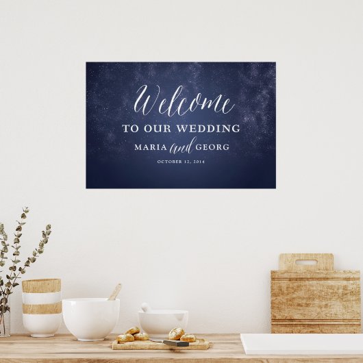 Sterrennacht Celestial Star Wedding Welcome Sign Poster (Keuken)