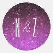 Sterrennacht Celestial Wedding Monogram Ronde Sticker (Voorkant)