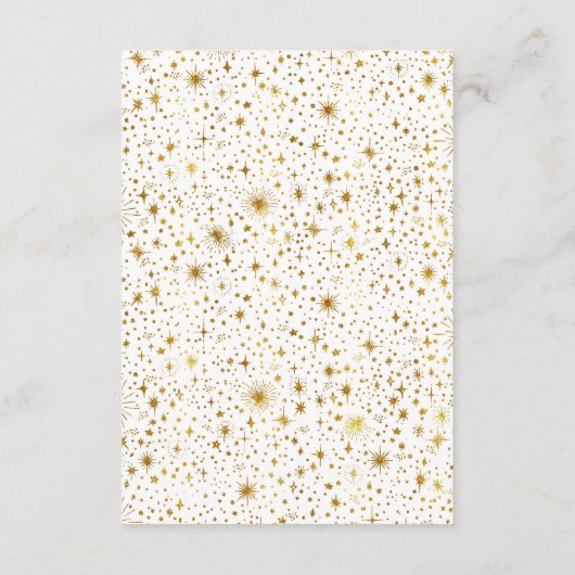 Sterrennacht Celestial Wit Goud Bruiloft Details Informatiekaartje (Achterkant)