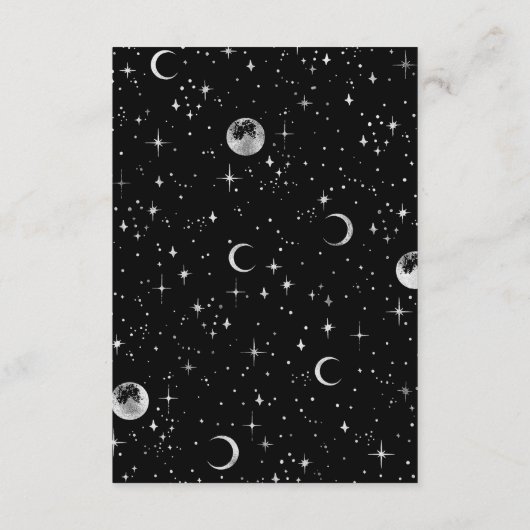 Sterrennacht Celestial Zwart Bruiloft Details Informatiekaartje (Achterkant)