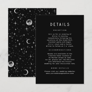Sterrennacht Celestial Zwart Bruiloft Details Informatiekaartje