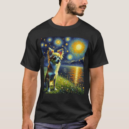 Sterrennacht Chihuahua Dog Van Gogh Lover T-shirt (Voorkant)