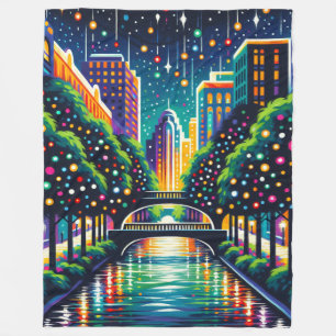 Sterrennacht Cityscape: San Antonio Riverwalk Fleece Deken