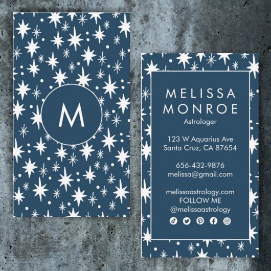 Sterrennacht Cool Minimalist Elegant Logo Initiale Visitekaartje