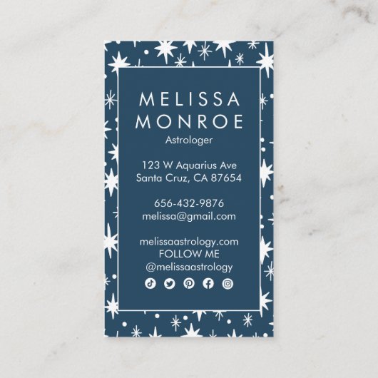 Sterrennacht Cool Minimalist Elegant Logo Initiale Visitekaartje (Achterkant)