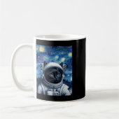 Sterrennacht Cosmic Cat Astronaut Art Koffiemok (Links)