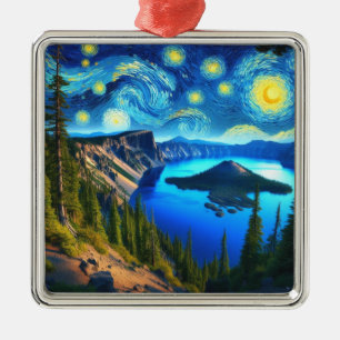 Sterrennacht Crater Lake National Park Metalen Ornament