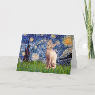 Sterrennacht - Crème Sphynx Kat Kaart
