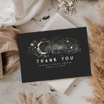 Sterrennacht Crescent Moon Small Dank u Bedankkaart<br><div class="desc">Sterrennacht hemelgoud en zwart schattig bedankjes</div>