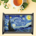Sterrennacht Crescent Moon Van Gogh Dienblad<br><div class="desc">Een kunstschotel met Sterrennacht (1889) een post-impressionistisch olieverfschilderij van Vincent Van Gogh (1853-1890). Het blad toont een nachtelijk landschap met een maansikkel aan de hemel erboven.</div>