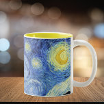 Sterrennacht Crescent Moon Van Gogh Tweekleurige Koffiemok<br><div class="desc">Een mooie mok koffie met het postpressionistische schilderij van Vincent van Gogh,  Sterrennacht (1889). Een avondlandschap met sterren en een halve maan.</div>