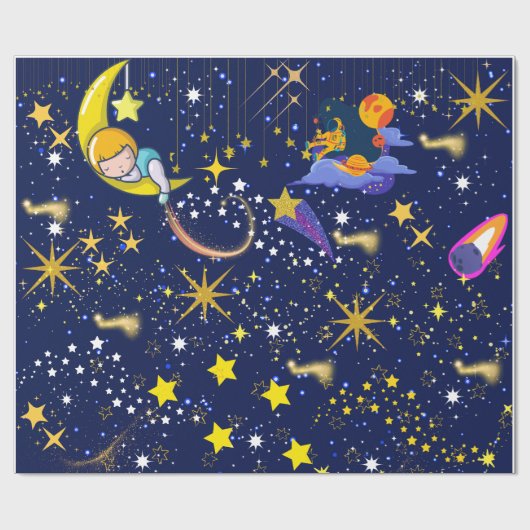 Sterrennacht Dark Blue Sky Cadeaupapier (Vlak)